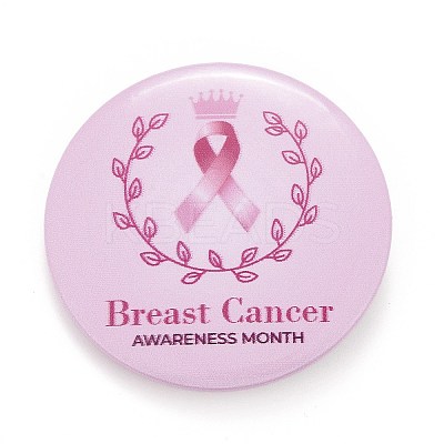 Breast Cancer Awareness Month Tinplate Brooch Pin LS-JEWB-G016-01P-01-1
