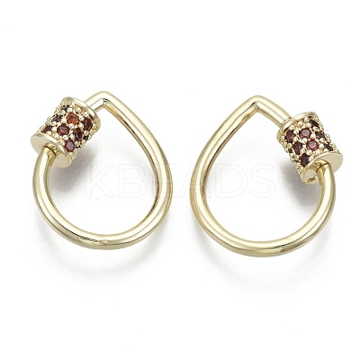 Brass Micro Pave Cubic Zirconia Screw Carabiner Lock Charms KK-R136-069C-NF-1