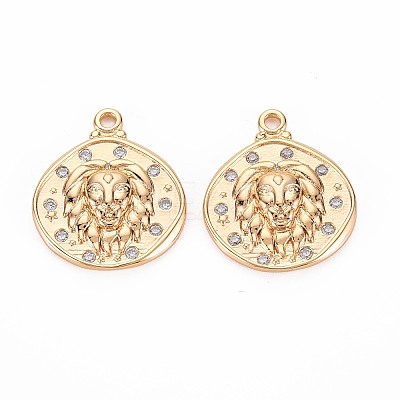 Brass Micro Pave Clear Cubic Zirconia Pendants KK-S356-766A-1