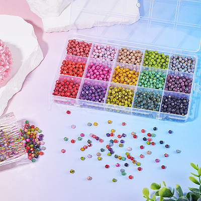 1500Pcs 15 Colors Picasso Baking Paint Glass Seed Beads SEED-TA0001-50-1
