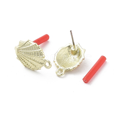 Rack Plating Golden Alloy Stud Earring Findings EJEW-B036-01G-03-1