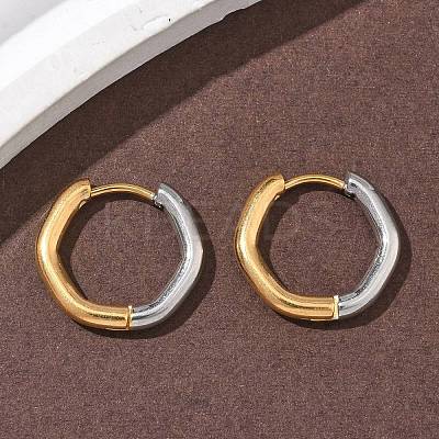304 Stainless Steel Two Tone Hoop Earrings EJEW-P313-01B-G-1