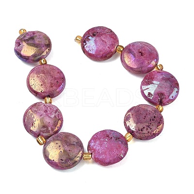 Electroplated Natural Druzy Geode Crystal Beads Strands G-G459-04I-1