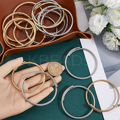 20Pcs 2 Colors Stainless Steel Twisted Ring Open Cuff Bangles BJEW-SC0001-33-1