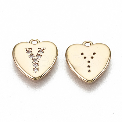 Brass Micro Pave Clear Cubic Zirconia Charms KK-N231-234Y-NF-1