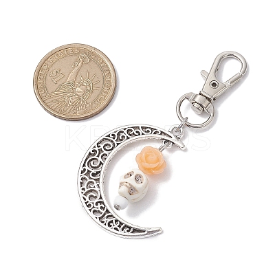Skull Synthetic Turquoise & Resin Pendants Decorations HJEW-JM01971-05-1