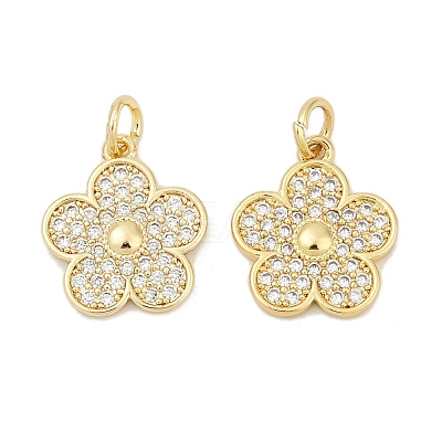 Brass Micro Pave Cubic Zirconia Pendants KK-C093-24G-1