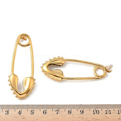 Paper Clip with Heart 304 Stainless Steel Stud Earrings for Women EJEW-G444-02G-1