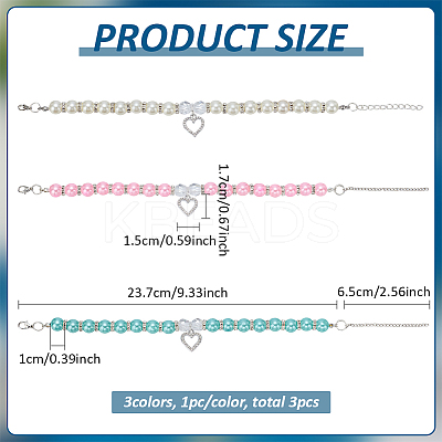 3Pcs 3 Colors Resin Imitation Pearl Beaded Pet Collar Necklaces NJEW-FG0001-20-1