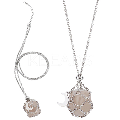1Pc 304 Stainless Steel Macrame Pouch Necklace Making for Gemstone Nuggets NJEW-BBC0001-26-1