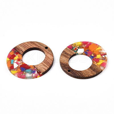 Transparent Resin & Walnut Wood Pendants RESI-TAC0017-74-A07-1