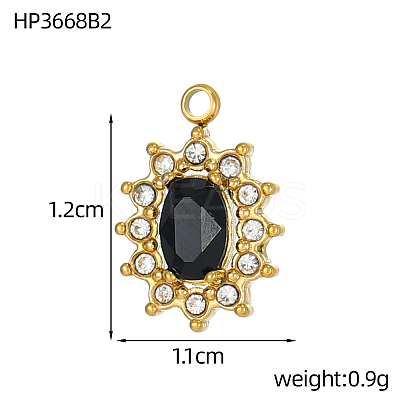304 Stainless Steel Cubic Zirconia Charms STAS-OY003-99G-02-1