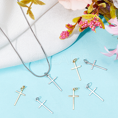8Pcs 2 Colors Brass Pendants ZIRC-BBC0002-28-1