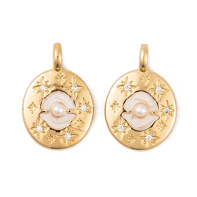 Brass Micro Pave Cubic Zirconia Pendants KK-E108-27G-1