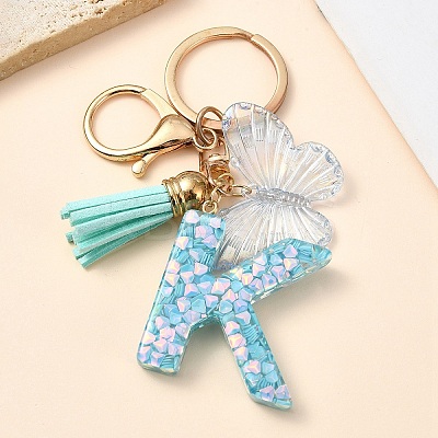Resin & Acrylic & Faux Suede Tassel Keychain KEYC-YW00117-11-1