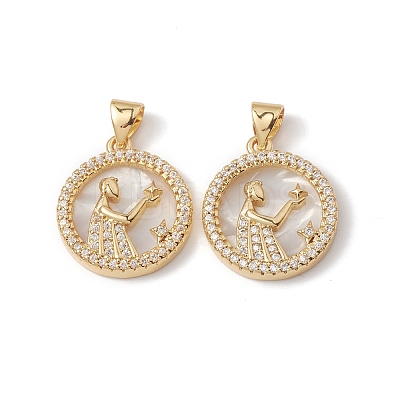 Rack Plating Brass Shell Pendants KK-D087-25G-06-1