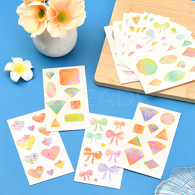 36Pcs 3 Style PVC Waterproof Self-Adhesive Picture Stickers STIC-SP0001-10-1