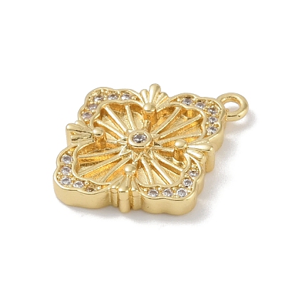 Rack Plating Brass Micro Pave Clear Cubic Zirconia Pendants KK-A224-04G-1