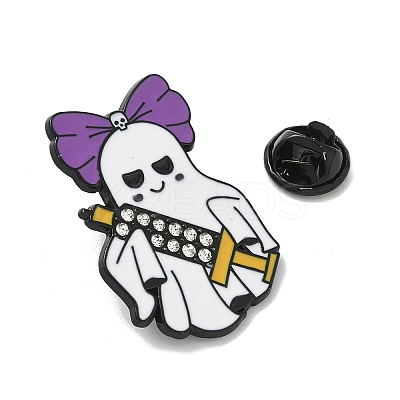 Hallowmas Ghost Enamel Rhinestone Lapel Pin Backs LS-JEWB-K018-34EB-1