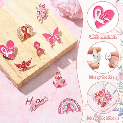 12Pcs 12 Styles Awareness Ribbon Enamel Pins JEWB-CJ0001-51-1