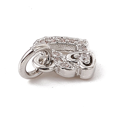 Brass Micro Pave Clear Cubic Zirconia Charms ZIRC-F132-97P-1
