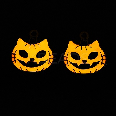 Halloween Theme Rack Plating Luminous Alloy Enamel Pendants ENAM-N056-239G-1
