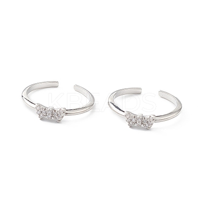Clear Cubic Zirconia Butterfly Open Cuff Ring RJEW-C056-09P-1