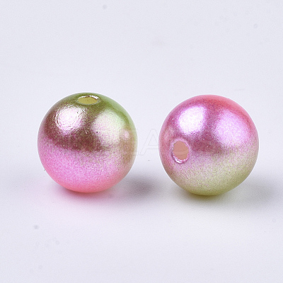 Rainbow ABS Plastic Imitation Pearl Beads OACR-Q174-6mm-08-1