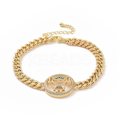 Colorful Cubic Zirconia Girl Link Bracelet BJEW-B068-01-1