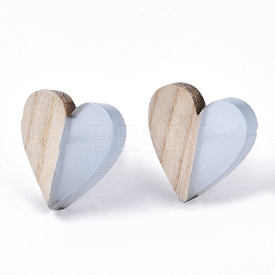 Transparent Resin & Wood Stud Earrings EJEW-N017-002A-D01-1