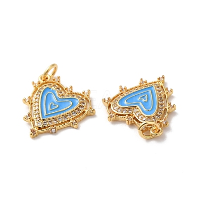 Rack Plating Brass Micro Pave Clear Cubic Zirconia Charms KK-D074-04G-04-1