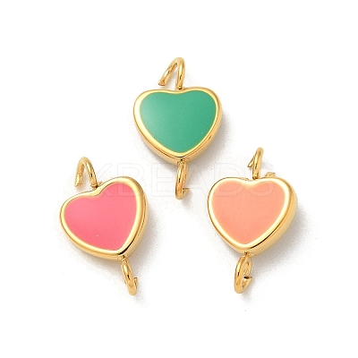 Ion Plating(IP) 304 Stainless Steel Enamel Heart Connector Charms STAS-G351-08G-1