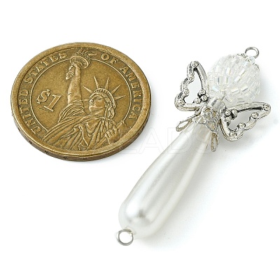 Acrylic Imitation Pearl & Glass Angel Connector Charms PALLOY-MZ00288-1