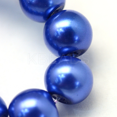 Baking Paint Pearlized Glass Pearl Round Bead Strands X-HY-Q330-8mm-28-1