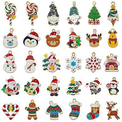 Christmas Alloy Enamel Pendants ENAM-G234-01G-1