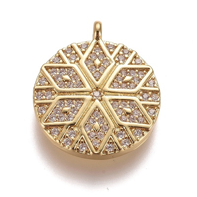 Brass Micro Pave Clear Cubic Zirconia Pendants ZIRC-L075-64A-G-1