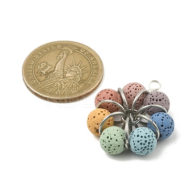 Natural Lava Rock Dyed Beaded Pendants PALLOY-TA00088-02-1