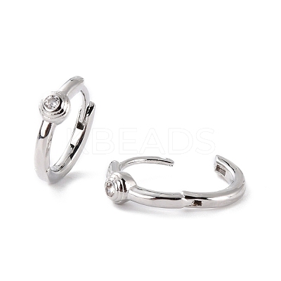 Rose Clear Cubic Zirconia Small Hoop Earring for Her EJEW-C002-08P-RS-1