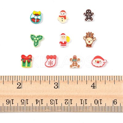 100Pcs 10 Styles Christmas Luminous Resin Cabochons RESI-FS0002-40-1