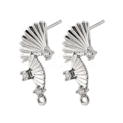 Brass Micro Pave Cubic Zirconia Stud Earring Findings LS-KK-K371-44P-1