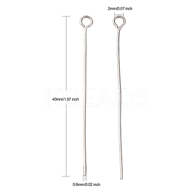 Tarnish Resistant Stainless Steel Eye Pin Jewelry Findings X-STAS-E013-0.6x40mm-1