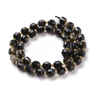 Natural Golden Sheen Obsidian Beads Strands G-K303-A30-8mm-1