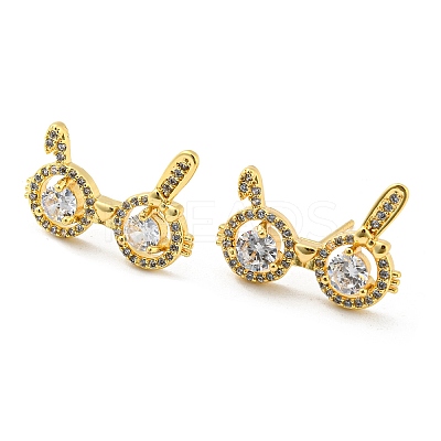 Brass Micro Pave Cubic Zirconia Stud Earrings EJEW-D090-01G-1