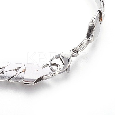 Tarnish Resistant 304 Stainless Steel Curb Chain Bracelets BJEW-L636-02C-P-1