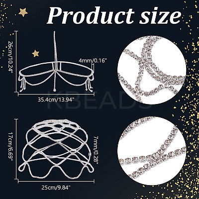 2Pcs 2 Styles Alloy Rhinestone Mesh Headbands OHAR-NB0001-30-1