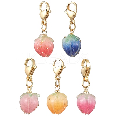 Flower Epoxy Resin Pendant Decoration HJEW-JM02306-1