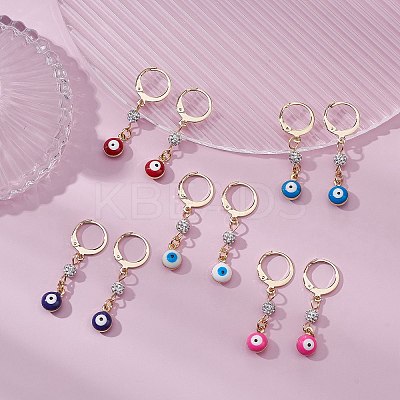 Brass Enamel Evil Eye Hoop Earrings EJEW-JE05292-1