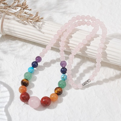 Natural Mixed Gemstone Graduated Beaded Necklaces NJEW-JN04492-1