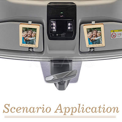 2Pcs Rectangle Wood Car Visor Photo Frame with Iron Clips AJEW-ME0002-33-1