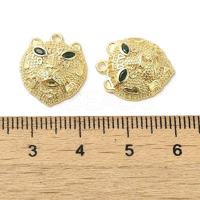 Brass Micro Pave Green Cubic Zirconia Pendants KK-G481-08G-1